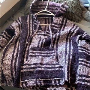 Purple stripe knit hoodie